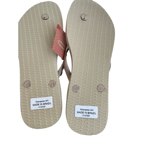 Havaianas Slim Flip Flops for Women: Sand Grey/Golden, SZ 11/12, Iconic Comfort - Picture 7 of 8